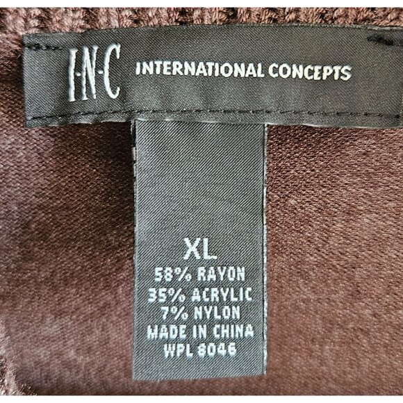 INC International Concepts NWT Size XL Open Shawl Collar Sweater Classic Brown - Picture 5 of 7
